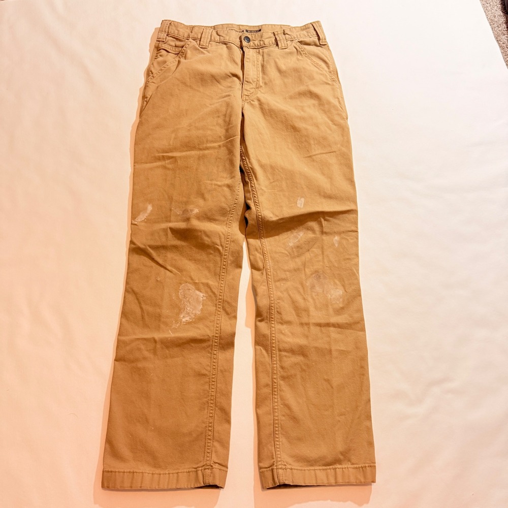 Carhartt Work Pants Mens 32x32 Tan Rugged Flex Relaxed Fit Canvas 102291
